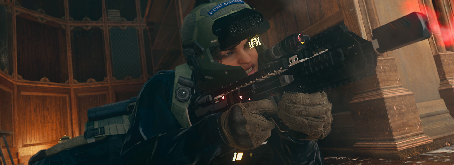 A prone operator in combat.